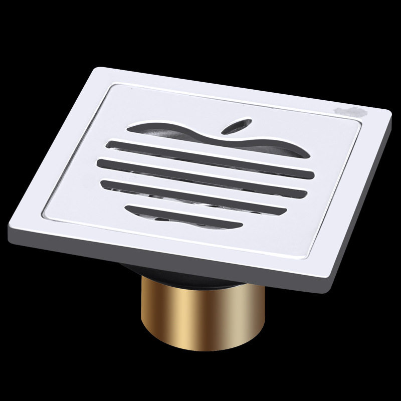 不锈钢加厚6厘苹果防臭铜芯t型地漏 阳台卫生间防臭地漏 价优