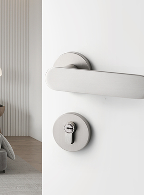 银色室内门锁木门磁吸静音房间门把手镍拉丝家用分体卧室房门锁