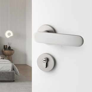 银色室内门锁木门磁吸静音房间门把手镍拉丝家用分体卧室房门锁