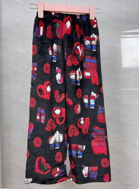 万圣节卡通KT猫法兰绒睡裤女秋冬加绒保暖休闲居家Kitty睡衣裤潮