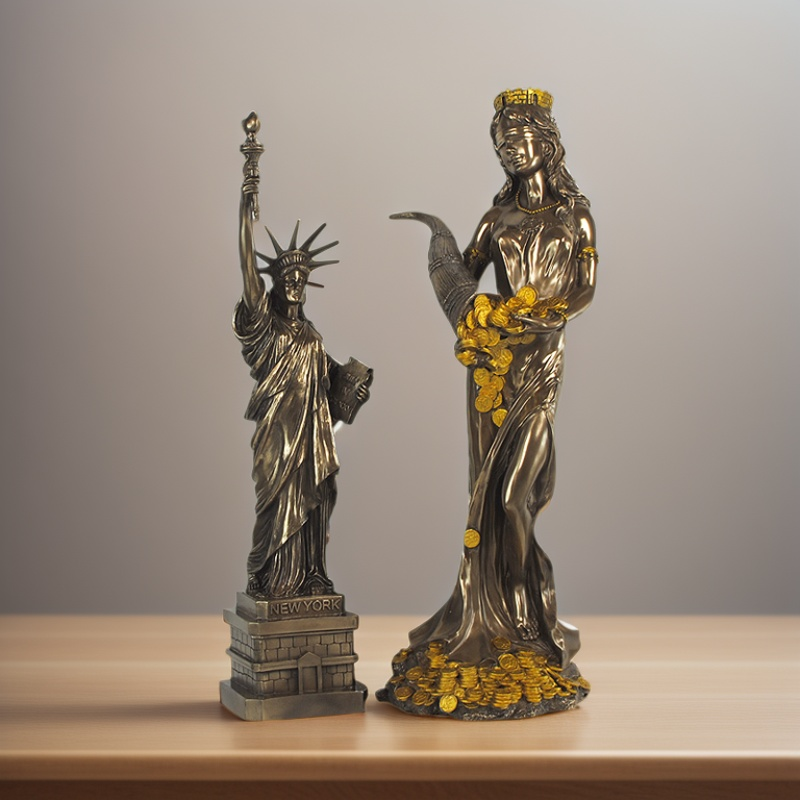 仿铜财富胜利正义自由女神雕像摆件拍摄道具冷铸铜欧式人物雕塑