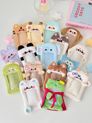 原创可爱动物毛绒卡套韩国ins风校园饭卡爱豆小卡照片展示挂件