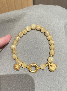 小红书爆款天然棉絮金发晶手串高级感小众设计招财福宝水晶手链女