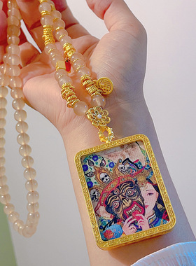 新中式佛牌链黄水晶珠链唐卡扣项链嘎乌盒五爷扎基拉姆吊坠毛衣