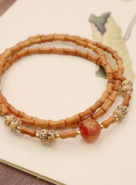 多款橄榄核竹节手串多圈炭烧猫爪天然星月文玩手链上岸礼物批发