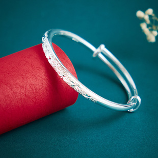 白铜闪沙满天星手镯女实心镯子闺蜜礼物时尚简约推拉开口手环轻奢