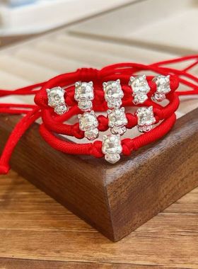 999足银五福马手链红绳手绳本命年生肖马到成功3D纯银礼品款批发