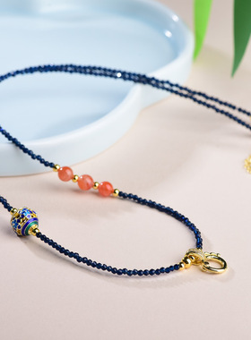 新中式锁骨链南红玛瑙项链轻奢简约气质复古百塔毛衣链女万能扣款