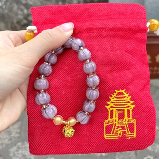 厦门南普陀紫兰花香芋紫琉璃响铃铛醒狮手串幸福吉祥如意女手链