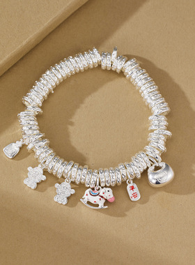 抖音热销铜镀银小木马碎银盘缠手链国风小马福袋盘缠百搭时尚手链