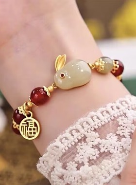 高颜值送闺蜜礼物玉兔手链