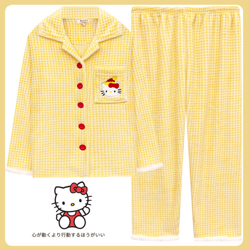hellokitty珊瑚绒睡衣冬季女加厚2025年新款法兰绒保暖可爱家居服