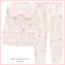 HelloKitty珊瑚绒睡衣女款秋冬季法兰绒加厚可爱花边领家居服套装