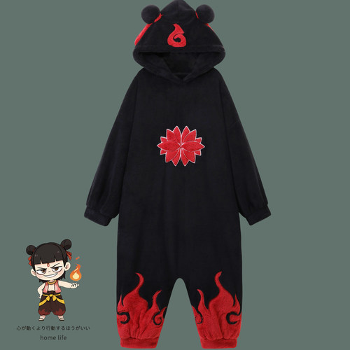 哪吒珊瑚绒加厚保暖连帽睡衣冬季