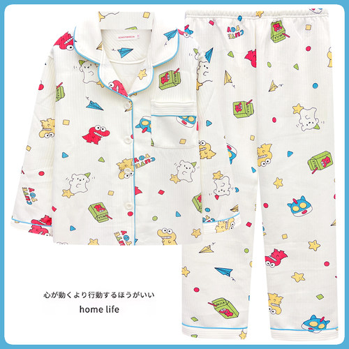 鳄鱼饼干睡衣女秋冬季情侣空气棉加厚可爱长袖男士家居服套装冬天