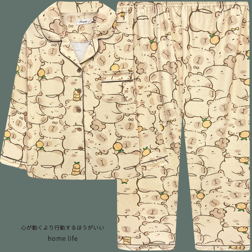 卡皮巴拉卡通睡衣女款秋冬新款