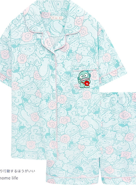丑鱼汉顿睡衣女夏季纯棉短袖两件套夏天可爱卡通家居服可外穿学生
