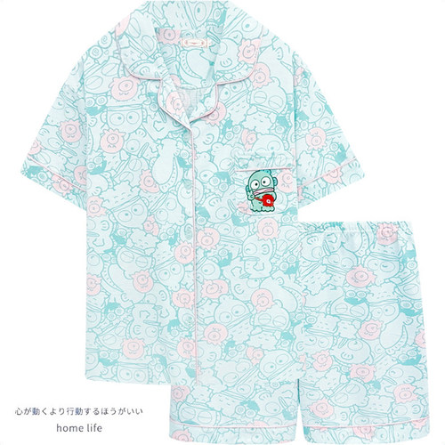 丑鱼汉顿睡衣女夏季纯棉短袖两件套夏天可爱卡通家居服可外穿学生