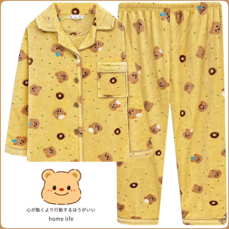 黄油小熊珊瑚绒睡衣冬季女加厚