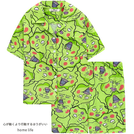 可爱搞怪灵能百分百小酒窝卡通睡衣女夏季短袖短裤纯棉ins家居服