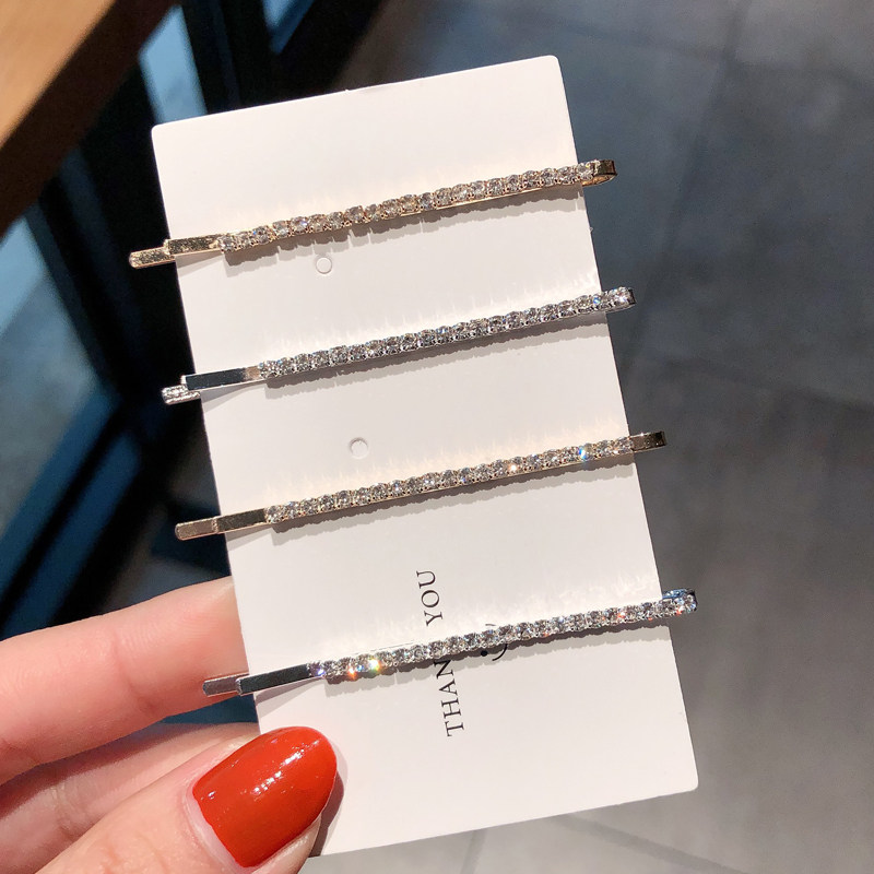 韩国水钻金属刘海少女风一字夹