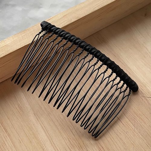 碎发刘海发梳插梳 手工缠绕缎带布艺倒插梳发夹金属刘海梳女8cm