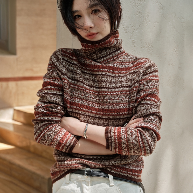 2025新款秋冬针织衫堆堆高领毛衣