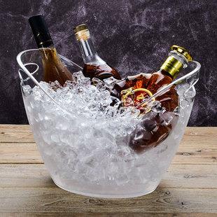 宝冰桶香槟桶塑料酒吧ktv苏打啤酒框冰块红酒桶 亚克力加厚透明元