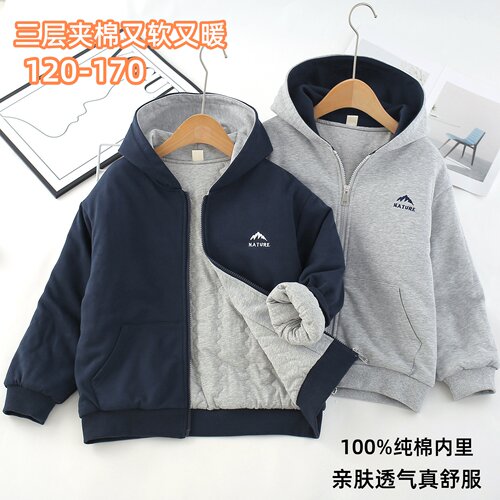 儿童秋冬夹棉棒球服保暖外套