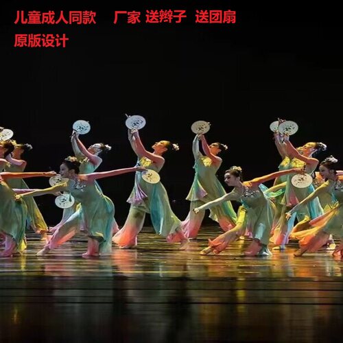 桃李杯淡妆浓抹总相宜舞蹈服装儿童成人团扇表演服古典舞中国风