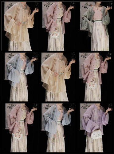 西辞记明制天丝圆领衫对襟直袖开衫上衣古风女装春夏日常汉元素