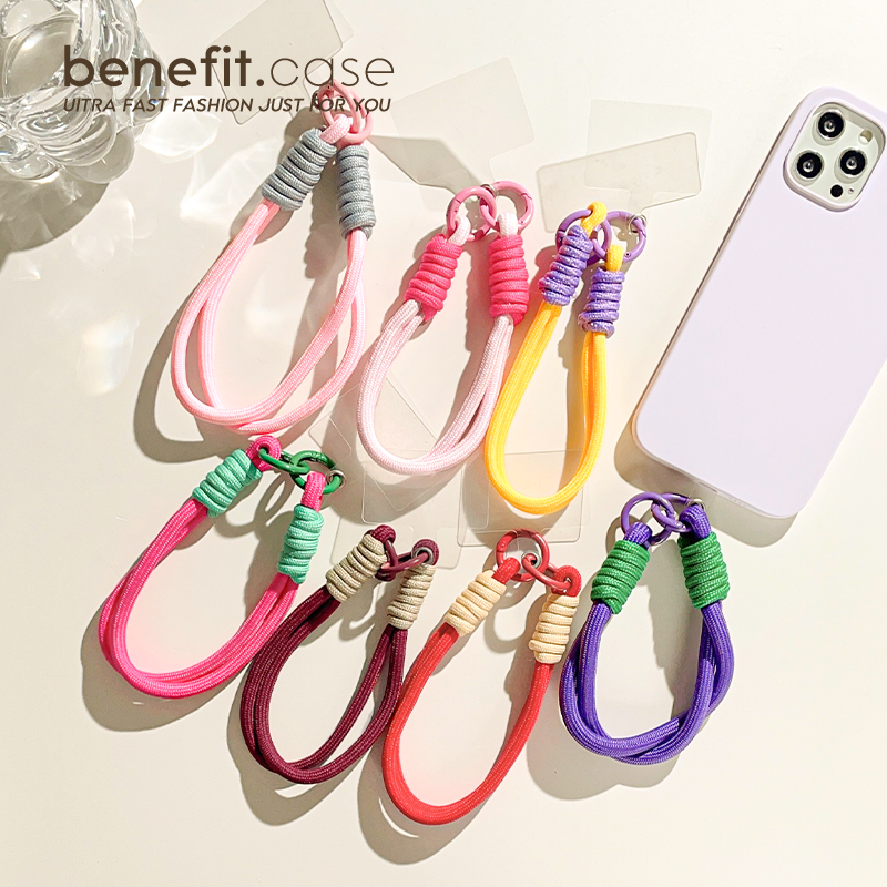 benefit纯色高级感ins风户外短手绳适用苹果手机壳华为全手机型号