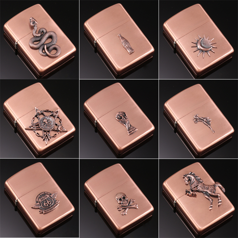 zippo煤油打火机通用紫铜贴章