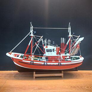 仿真中式木制渔船帆船模型摆件酒柜式玄关装饰品满载而归寓意美好