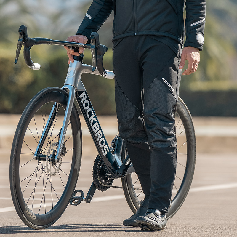 洛克兄弟抓绒骑行裤保暖运动长裤跑步休闲健身男女户外防风秋冬季