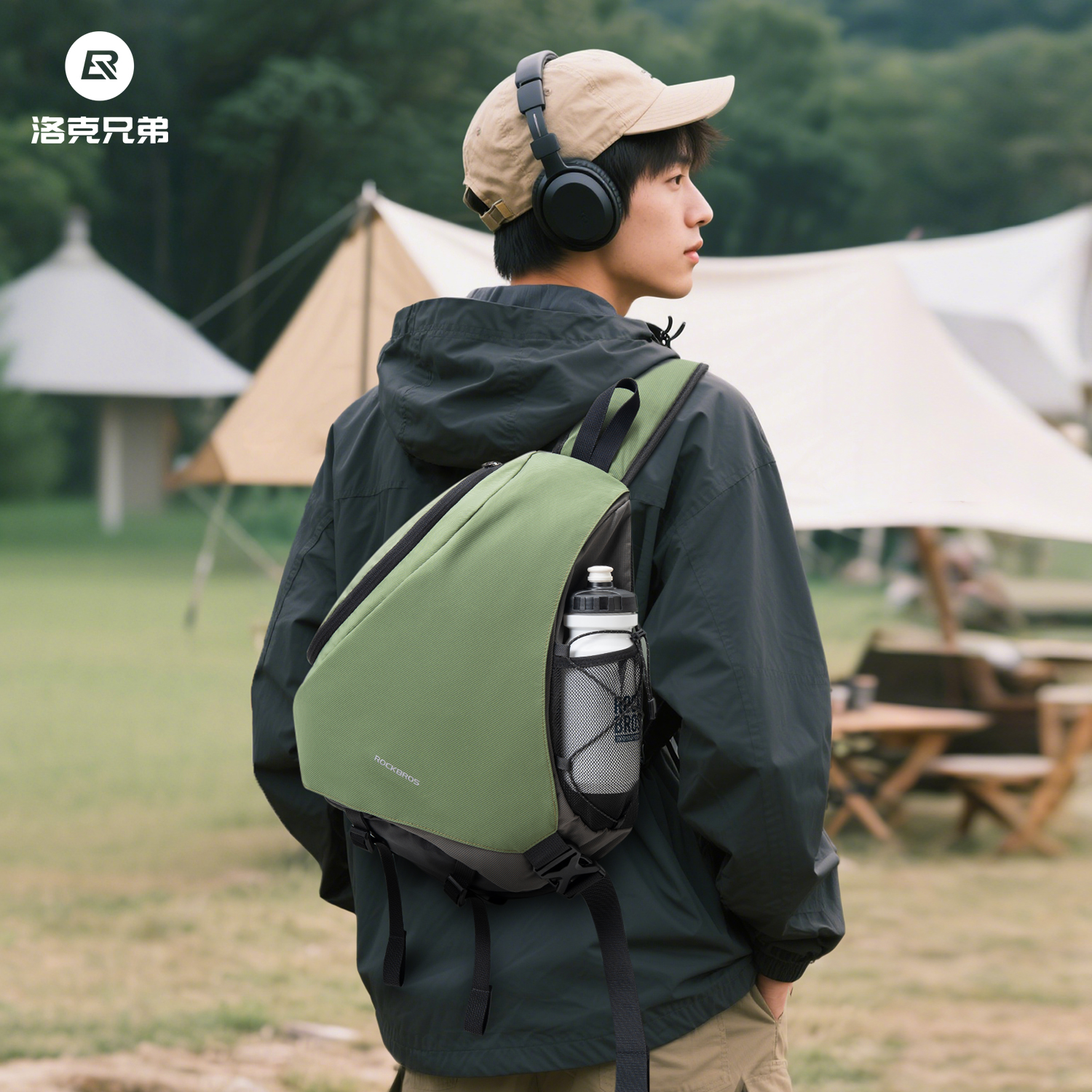 洛克兄弟户外斜挎包单肩背包男女徒步骑行运动旅行登山大容量收纳