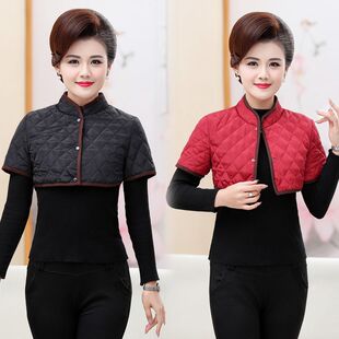 秋冬马甲短袖 月子有领护肩保暖睡觉女坎肩颈椎丝绵短马夹半截背心