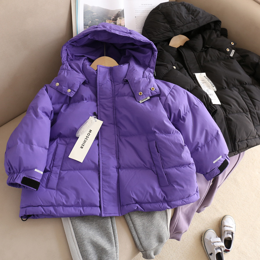 儿童90白鸭绒羽绒服冬季小女孩加厚连帽外套中大童洋气保暖面包服