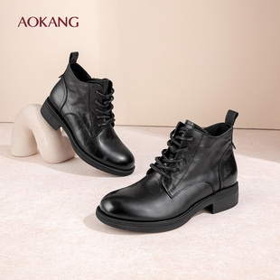 真皮舒适马丁靴软底不累脚短靴N 2025秋冬新款 奥康 女鞋