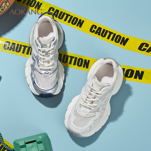 炸街网面潮流厚底增高休闲运动鞋 奥康 老爹鞋 2025夏季 女鞋