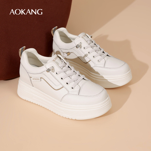 新款 2026春季 真皮时尚 小白鞋 奥康 厚底增高舒适单鞋 女鞋