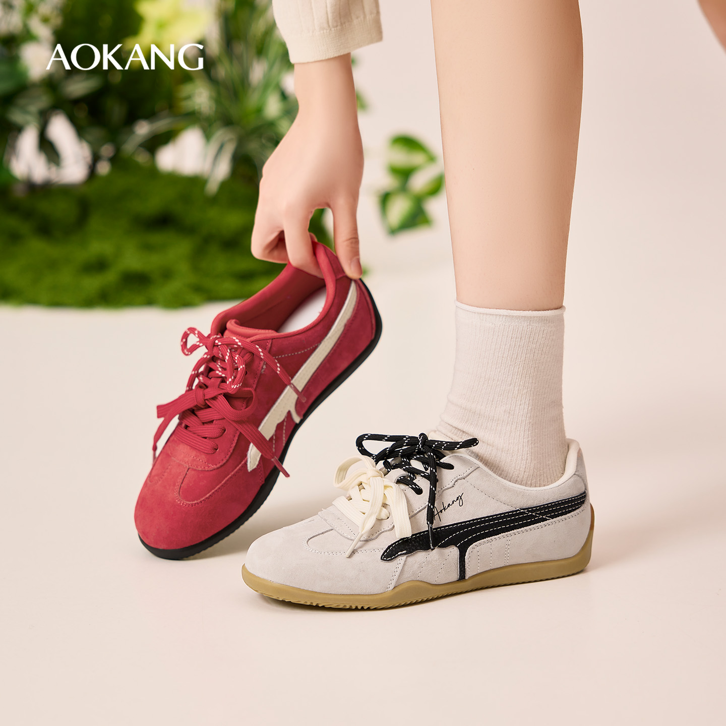 奥康 女鞋2026春季新款德训鞋双鞋带时尚百搭休闲鞋门店发货