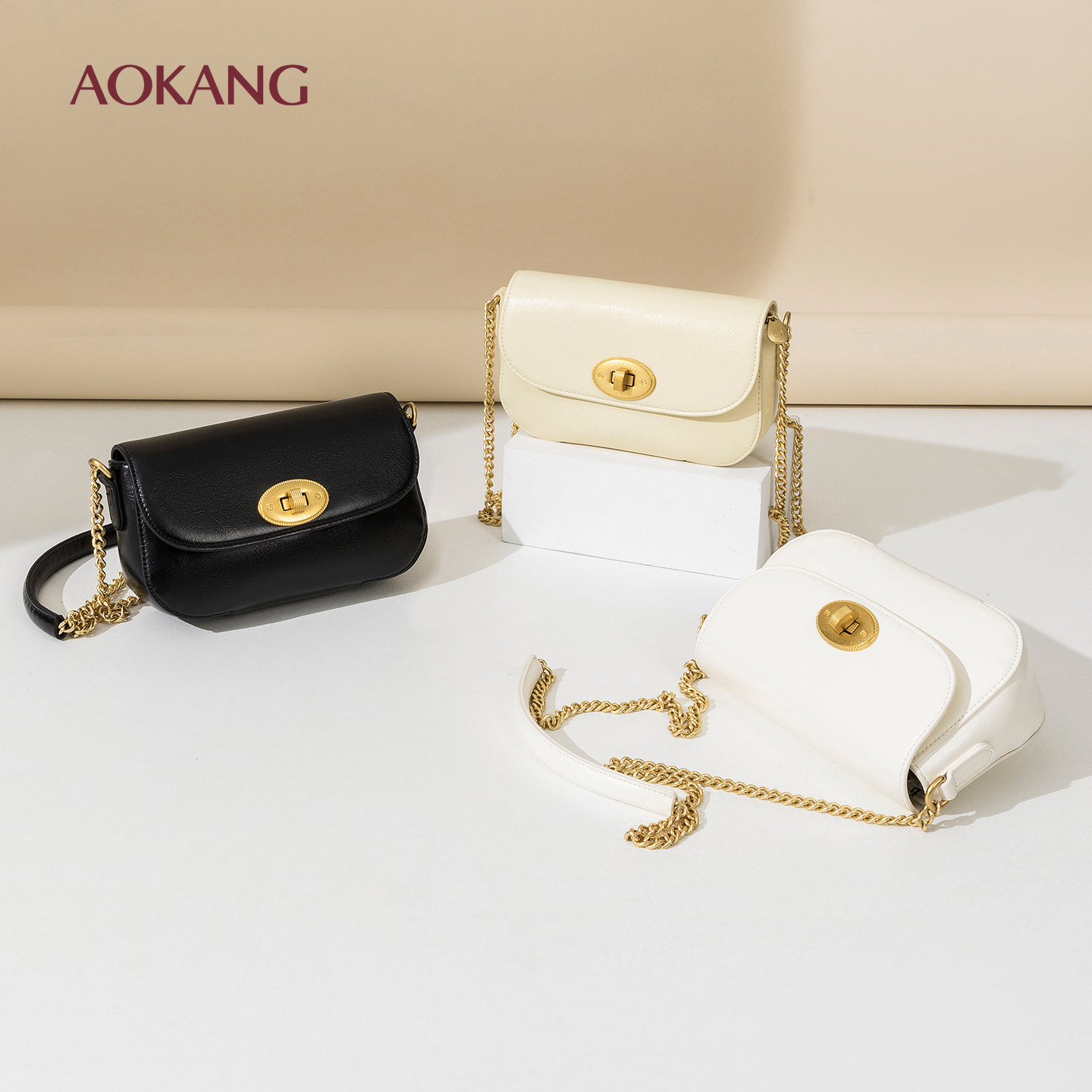 奥康 女包2026新款单肩包翻盖小方包高级感极简风链条斜挎包,箱包皮具/热销女包/男包,单肩包,淘宝优惠券,粉丝福利购,淘宝优惠卷