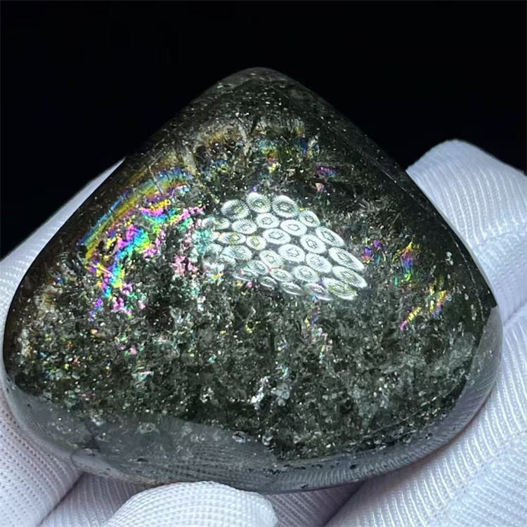 天然水晶绿幽灵彩虹光异象裸石DIY饰品毛衣项链挂件吊坠一物一图