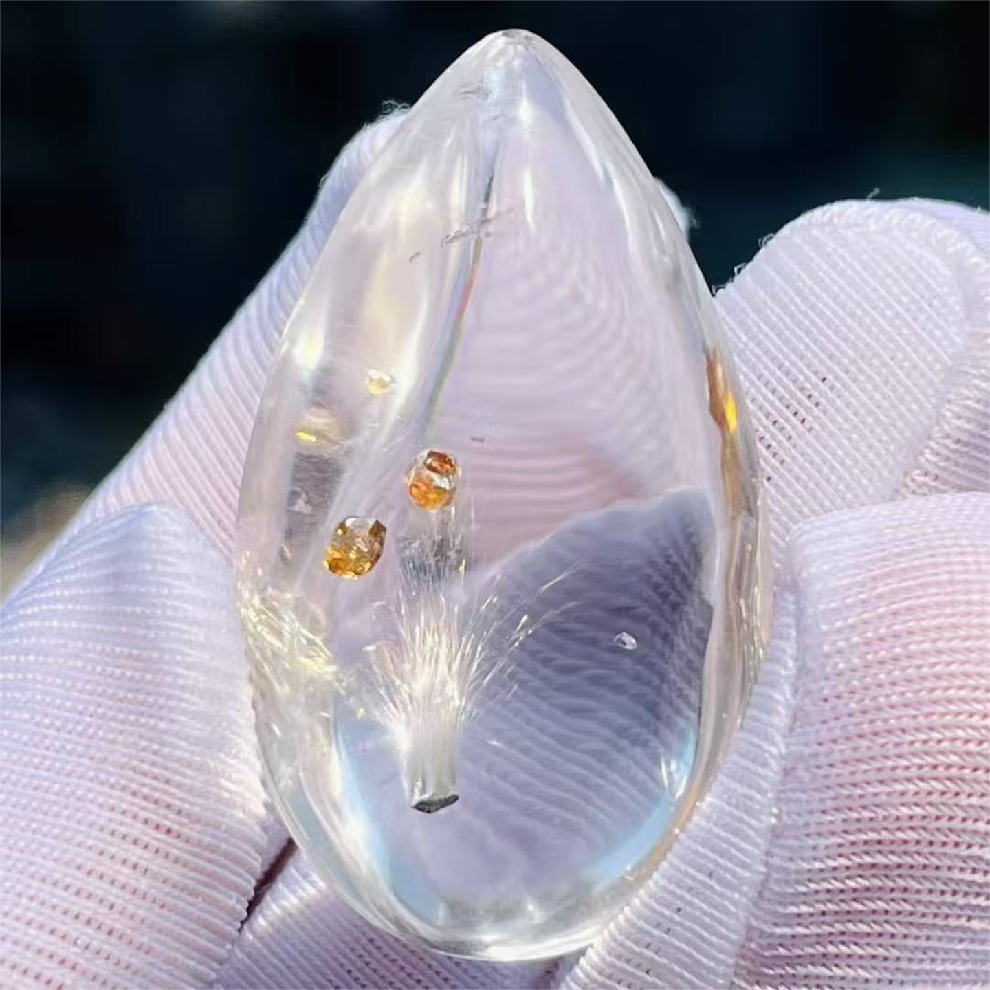 天然水晶包裹体银钛发花束黄色矿物颗粒共生异象裸石项链挂件吊坠