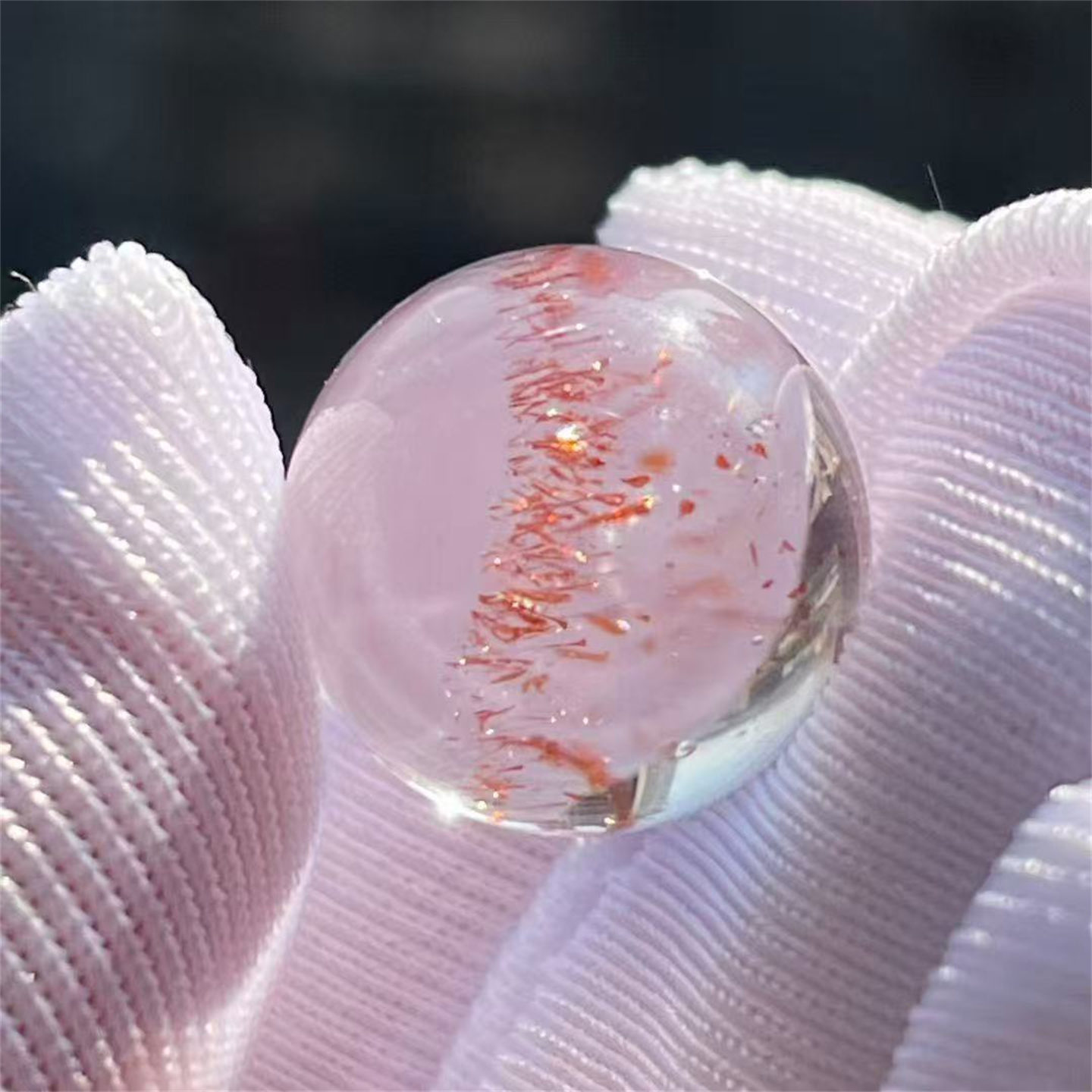 天然水晶草莓晶异象圆珠13mmDIY饰品多宝手串项链吊坠一物一图款