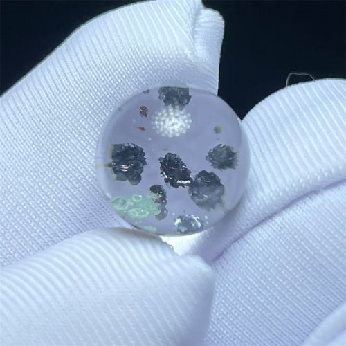 天然水晶全包裹铁矿花共生绿矿异象圆珠10mmDIY多宝手串项链吊坠