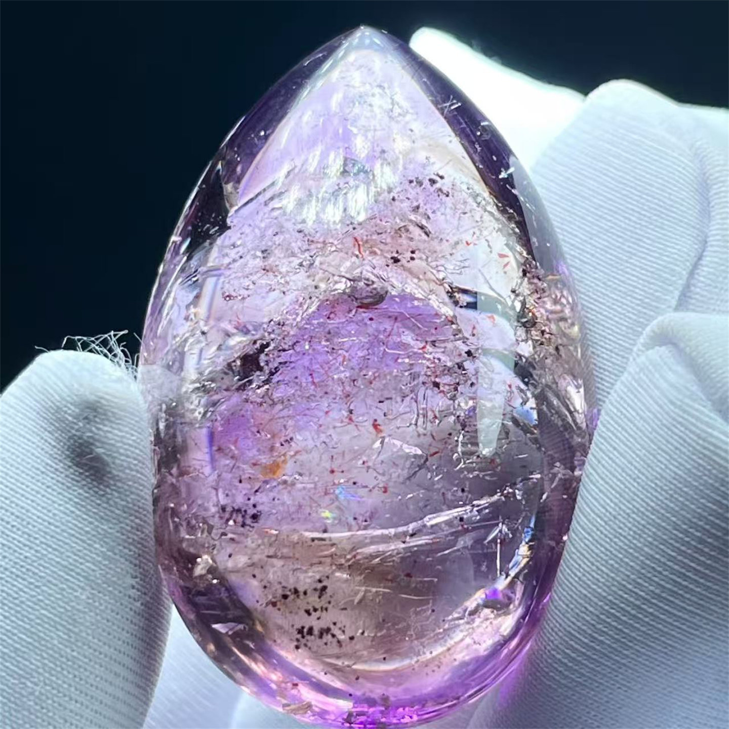 天然紫水晶超七全包裹流动矿石块水胆共生奇石DIY饰品项挂件吊坠