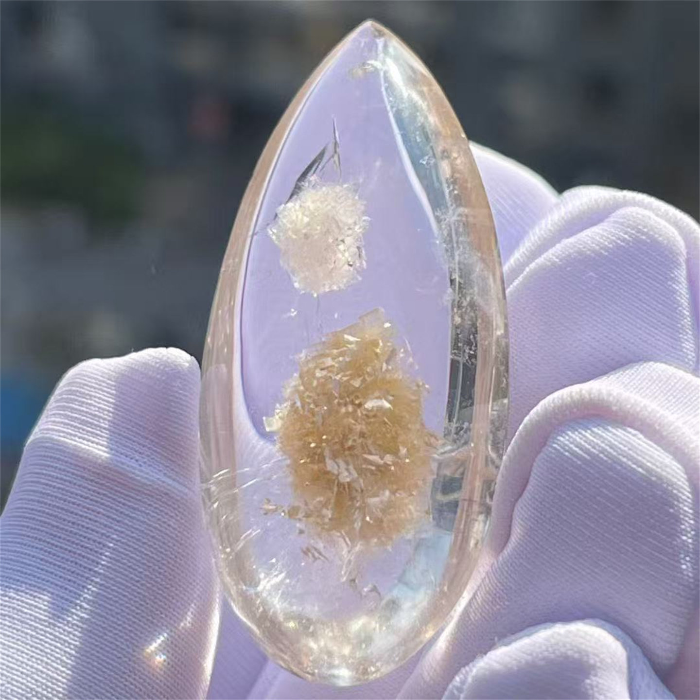 天然水晶全包裹体双色花簇奇石DIY配饰品项链挂件吊坠一物一图款