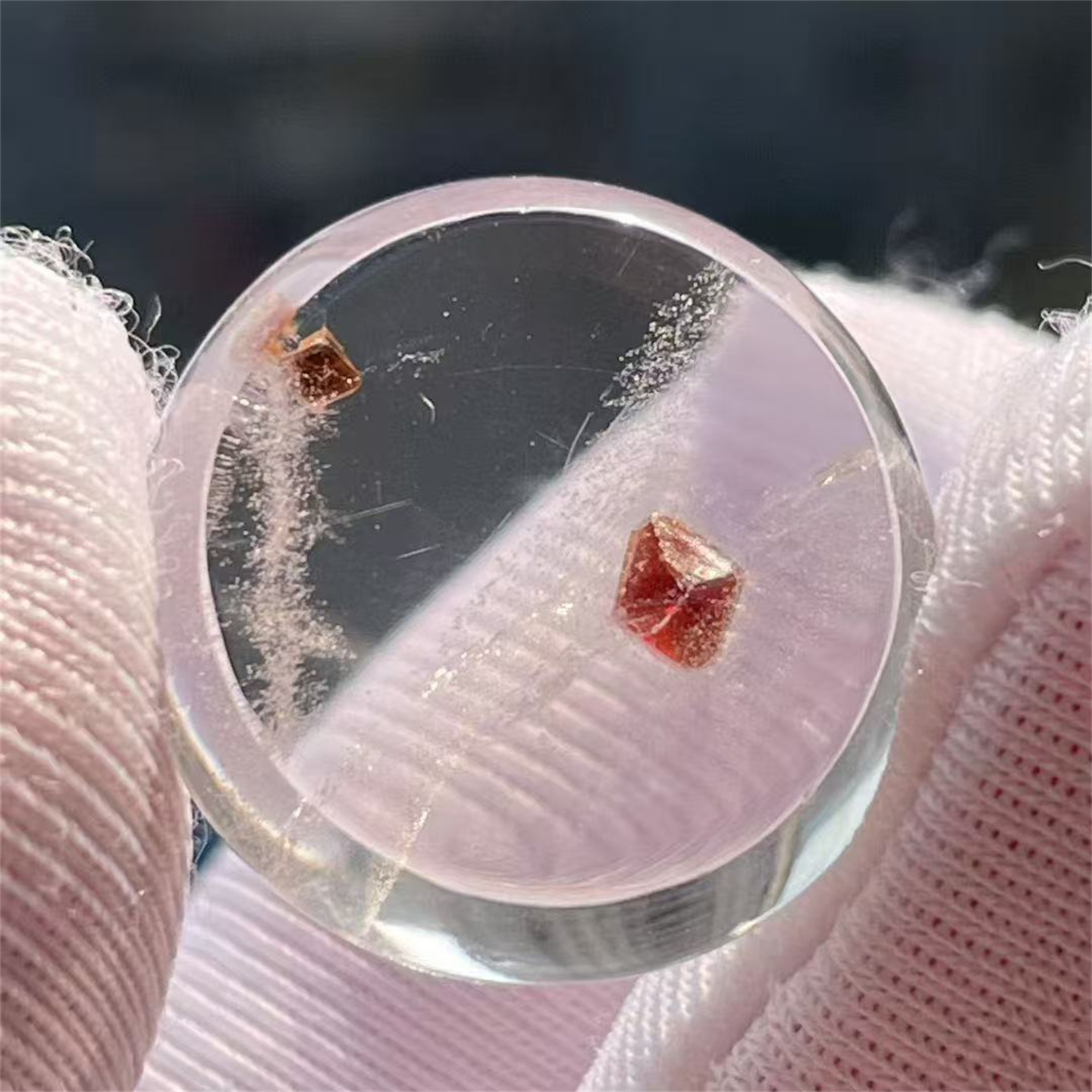 天然水晶全包裹红色矿物裸石DIY饰品戒指项链挂件吊坠一物一图款